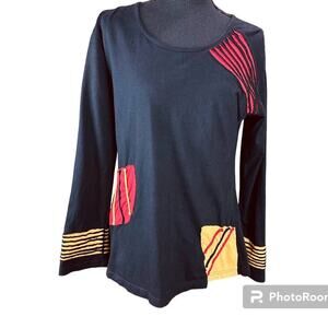 Dragonfly black art to wear top crew neck casual funky top pullover SZ SM